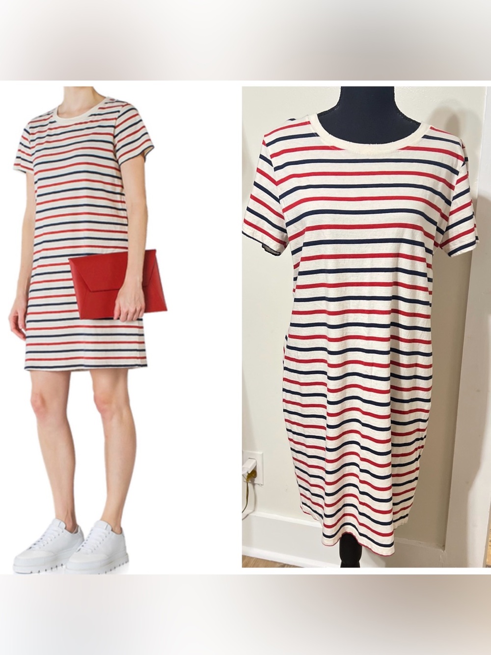 CURRENT ELLIOTT THE BEATNIK DRESS - VINTAGE STRIPE JERSEY/DESTROY Nautical